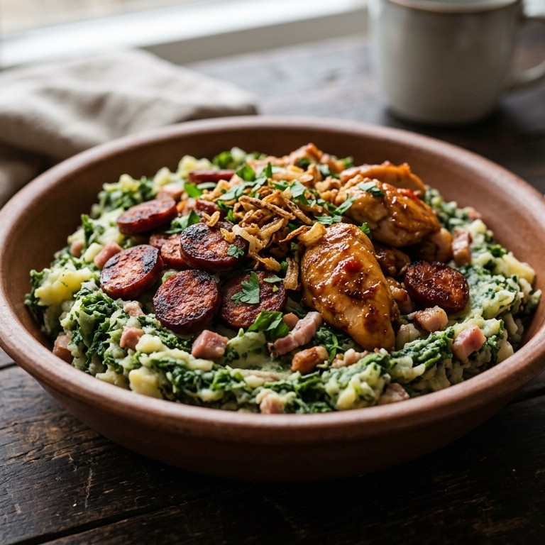 Boerenkool met chorizo en kipfilet