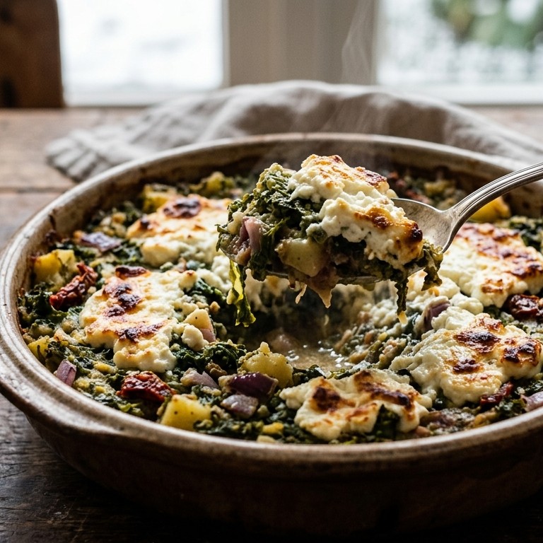 Boerenkoolschotel met hüttenkäse