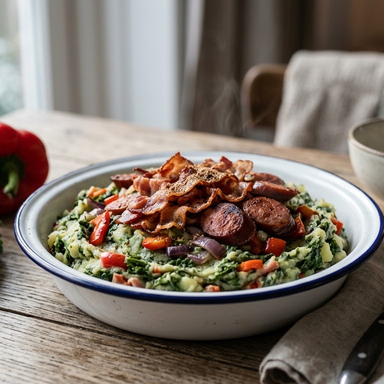 Boerenkoolstampot met paprika