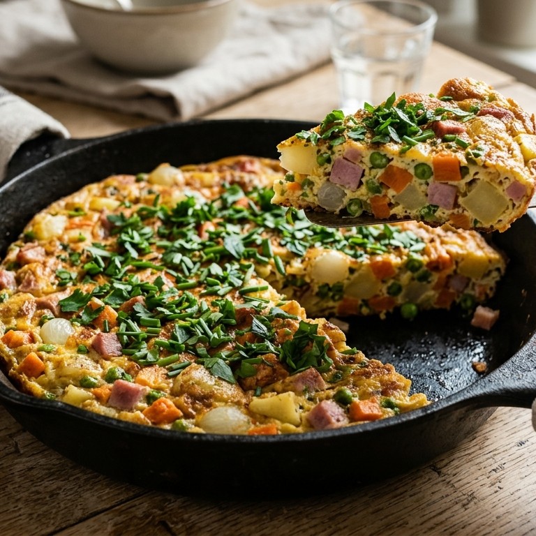 Boerenomelet met peterselie en bieslook