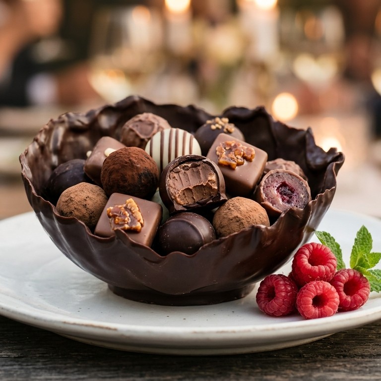 Bonbonschaal van chocolade