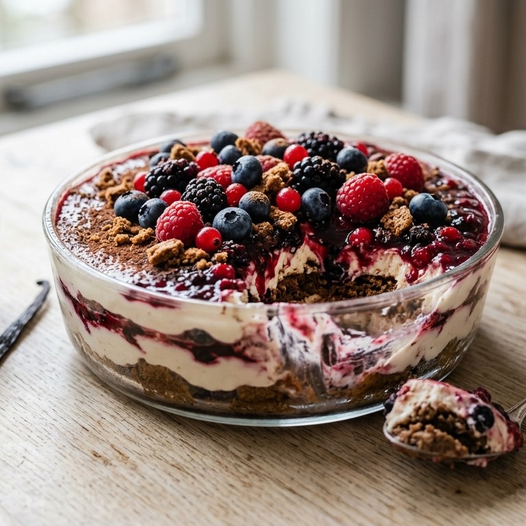 Bosvruchtentiramisu met speculaas