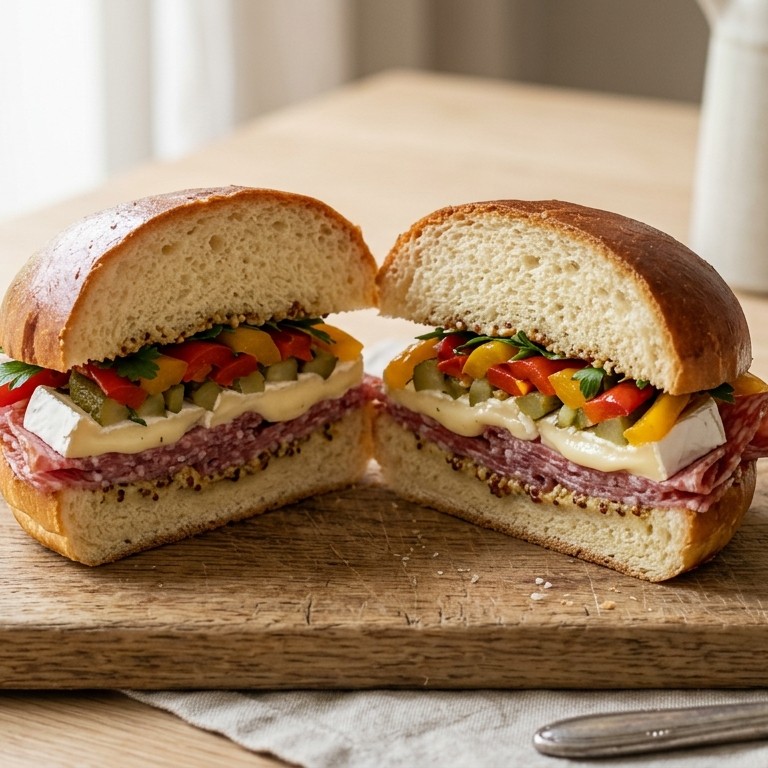 Boterbol met salami, paprika en brie
