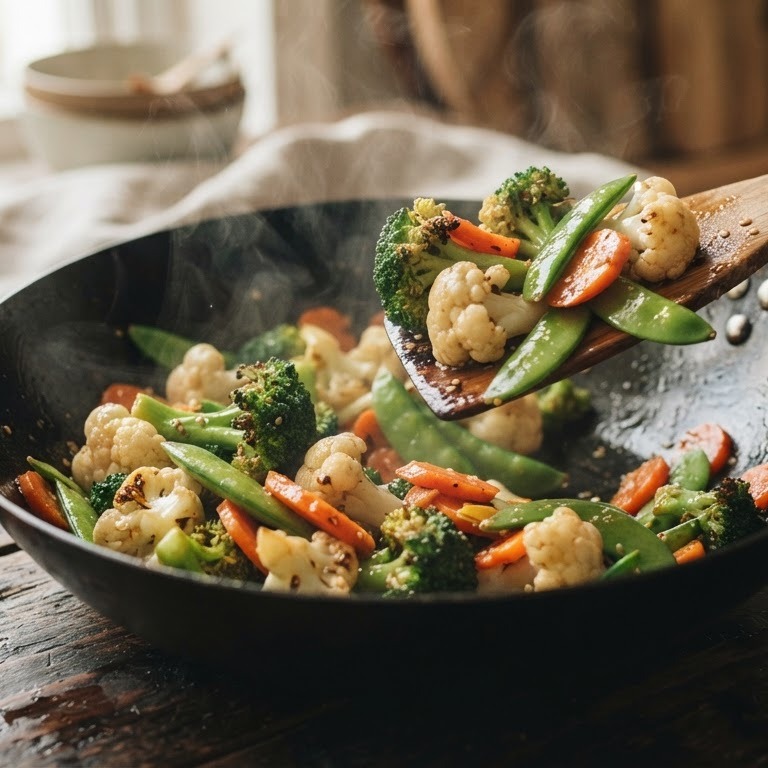 Broccoli met bloemkool uit de wok