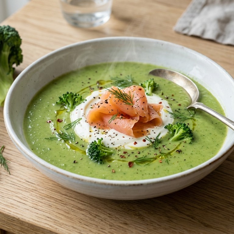 Broccoli soep met zalm