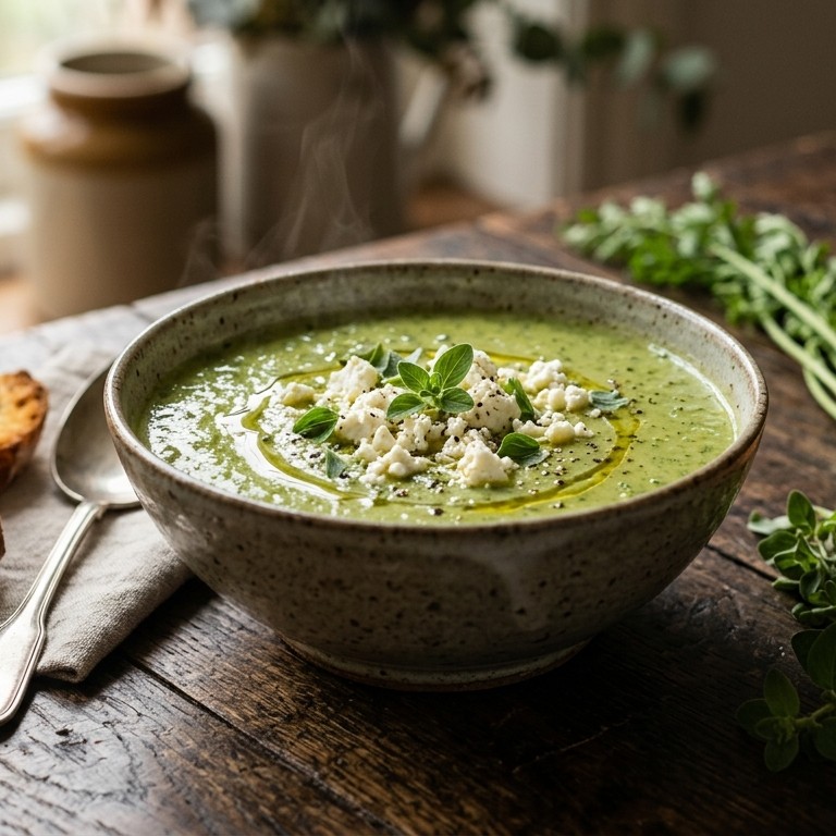 Broccolicrème soep met feta