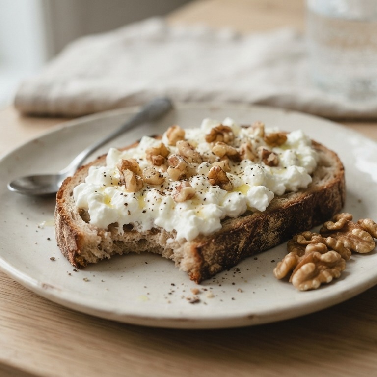Brood met cottage cheese en walnoten