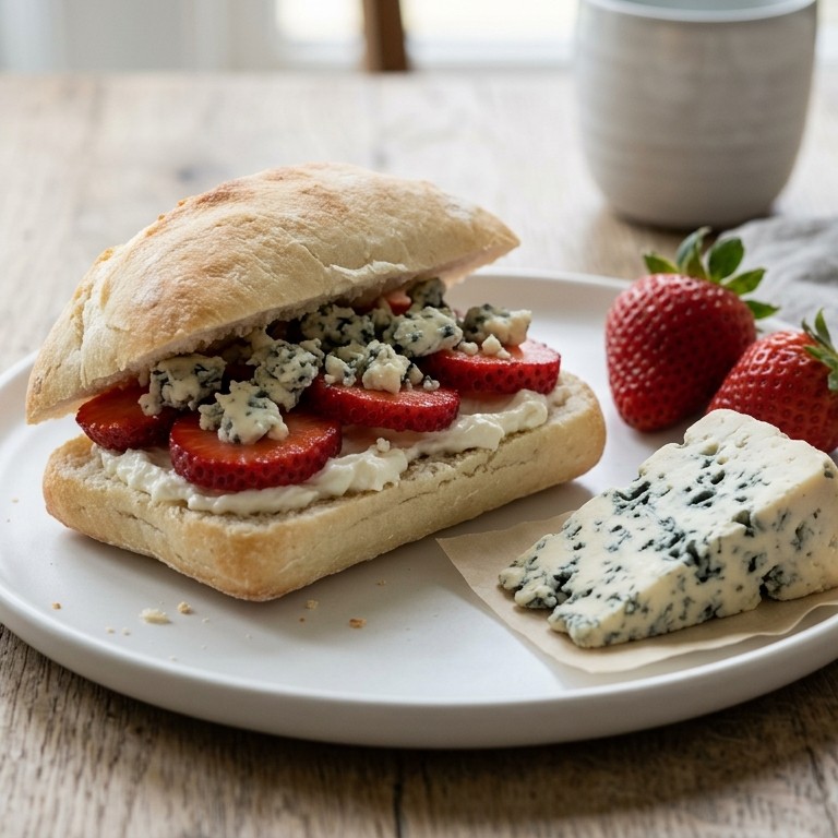 Broodje aardnei met verse roomkaas en roquefort