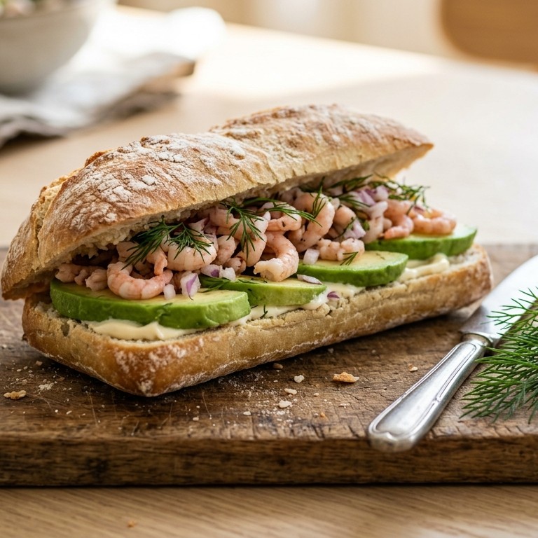 Broodje Avocado met garnalen