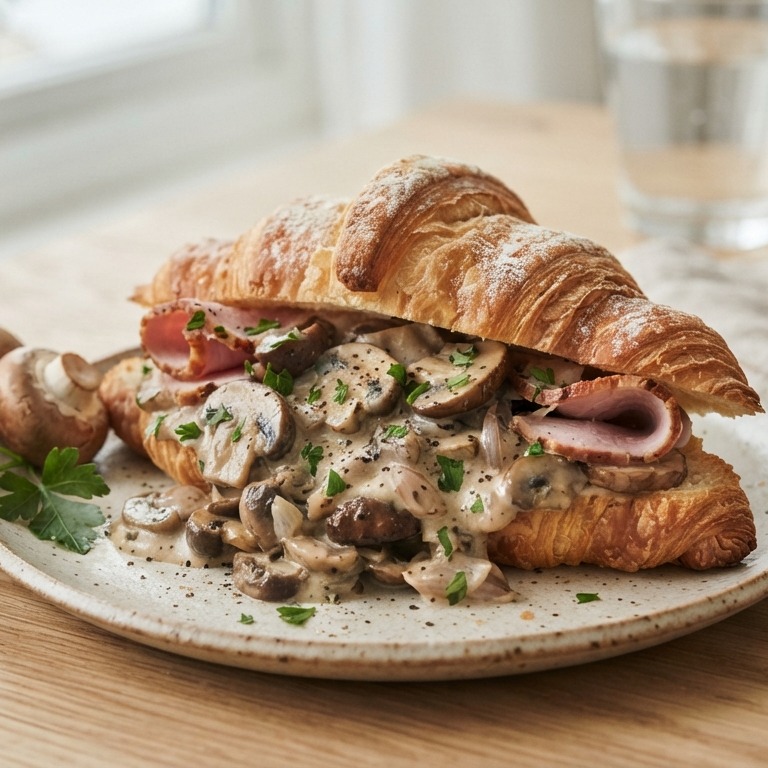 Broodje croissant gevuld met ragout