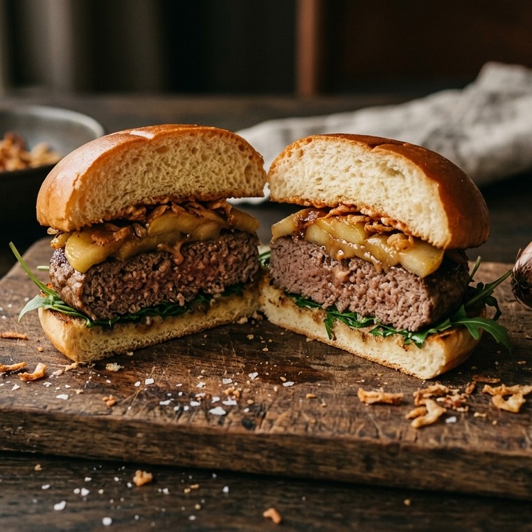Broodje hamburger met appel
