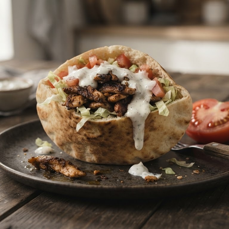 Broodje shoarma (broodje warm vlees)