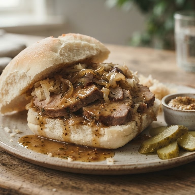 Broodje warm vlees in een modern jasje