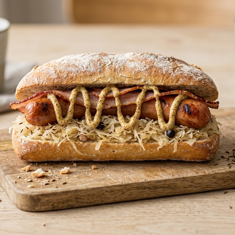 Broodje zuurkool, hotdogs en katenspek