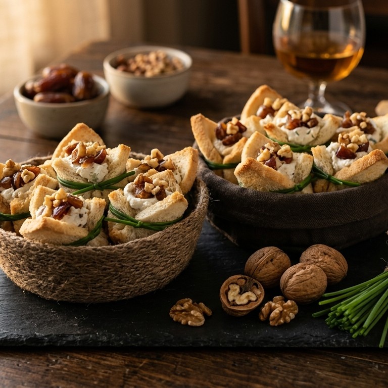 Broodmandjes met geitenkaas en dadels