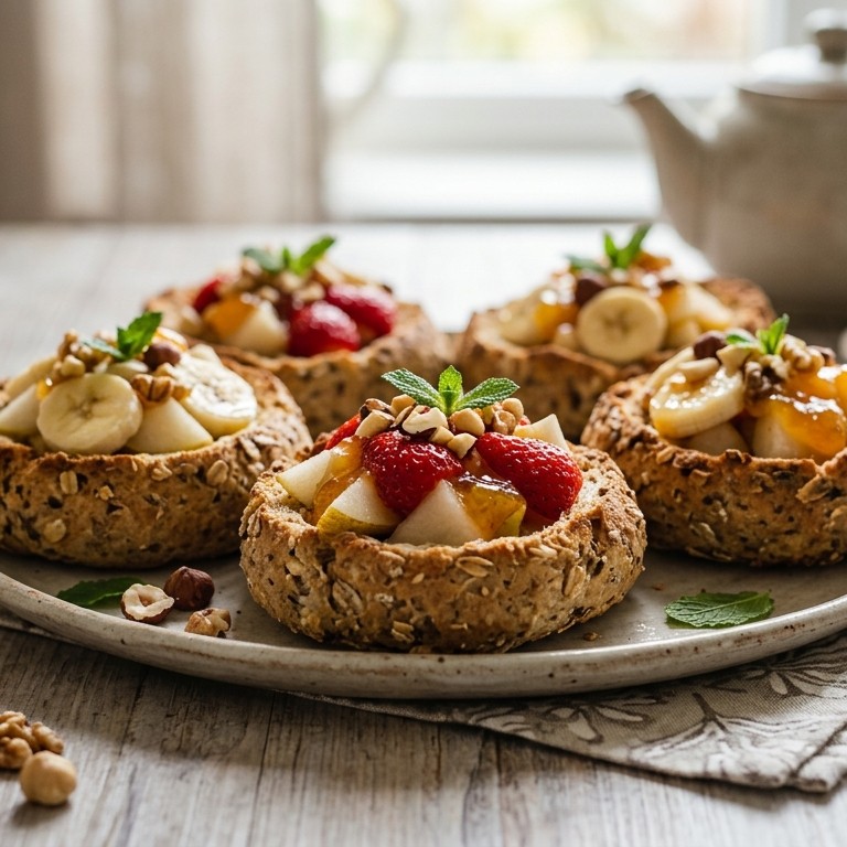 Broodnestjes met fruit en noten