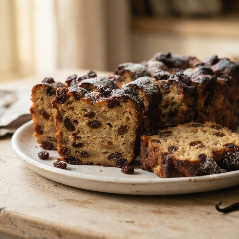 Broodpudding met rozijnen