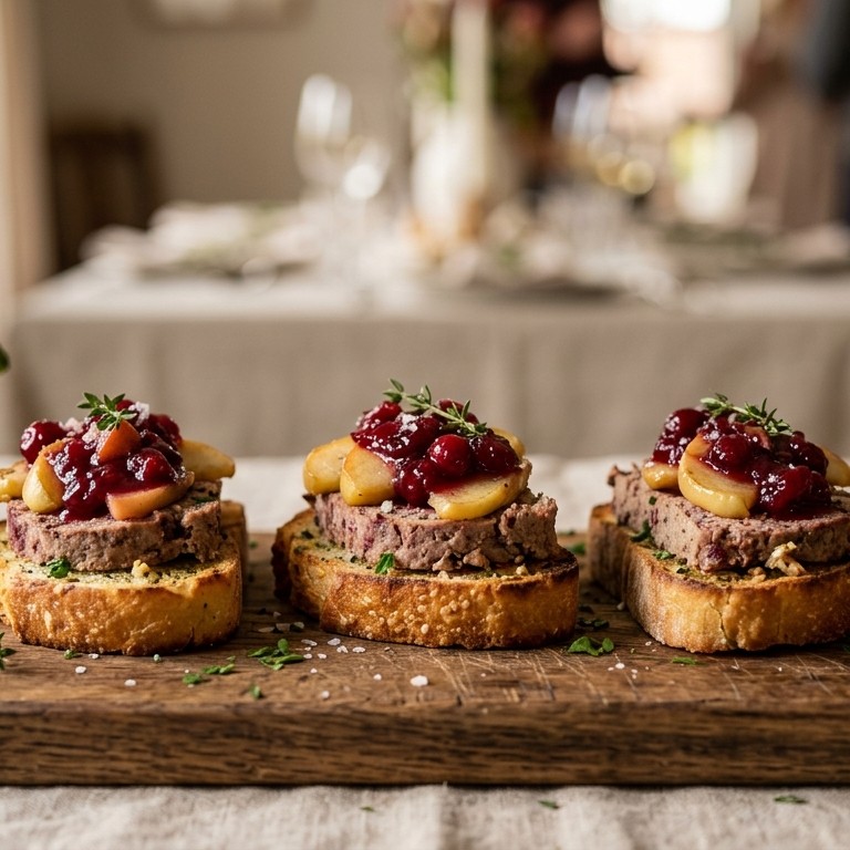 Bruchetta met cranberrypaté en cranberrycompote