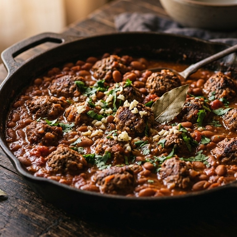 Bruine bonen met knoflookgehakt