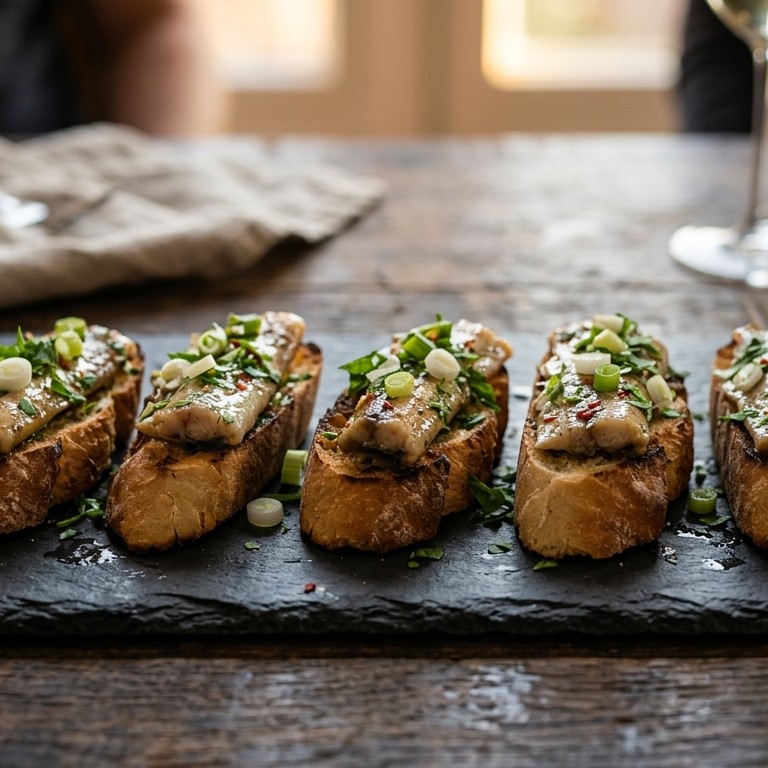 Bruschetta met gemarineerde paling