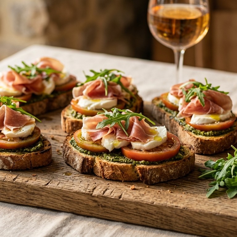 Bruschetta met parmaham en pesto