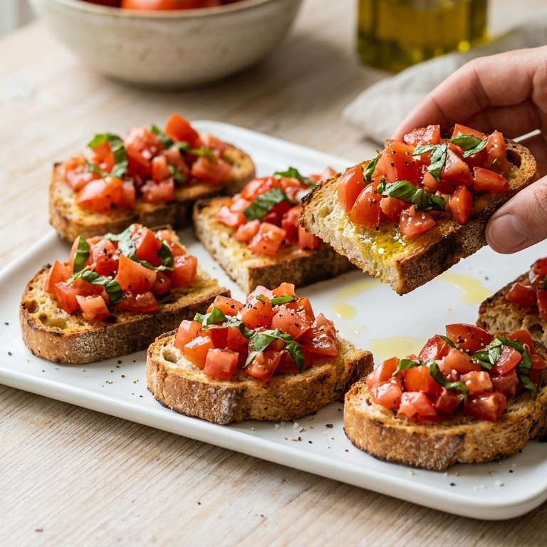 Bruschetta met tomaat en basilicum