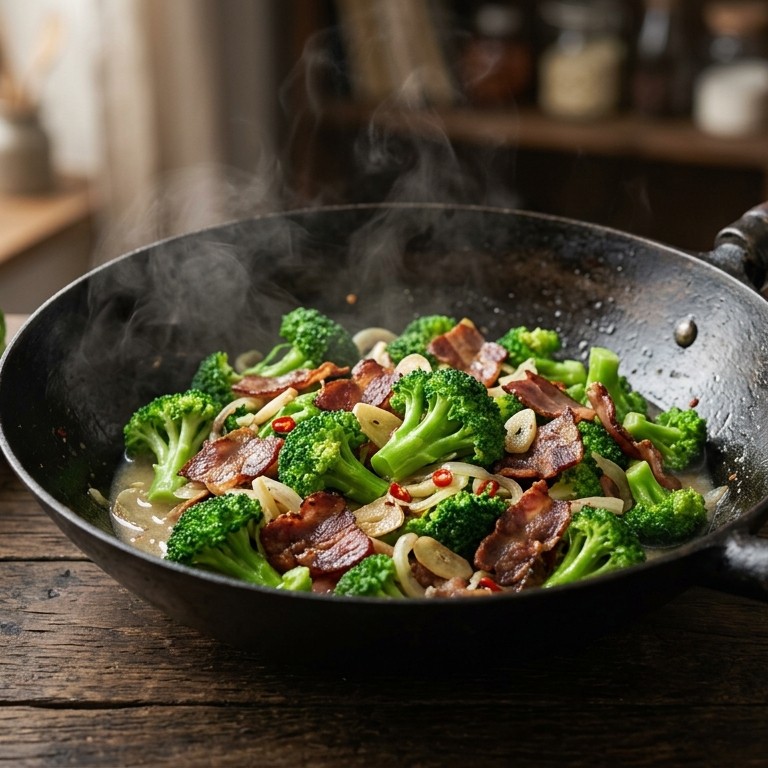 Cah Brokoli (Broccoli met spekreepjes in bouillon)