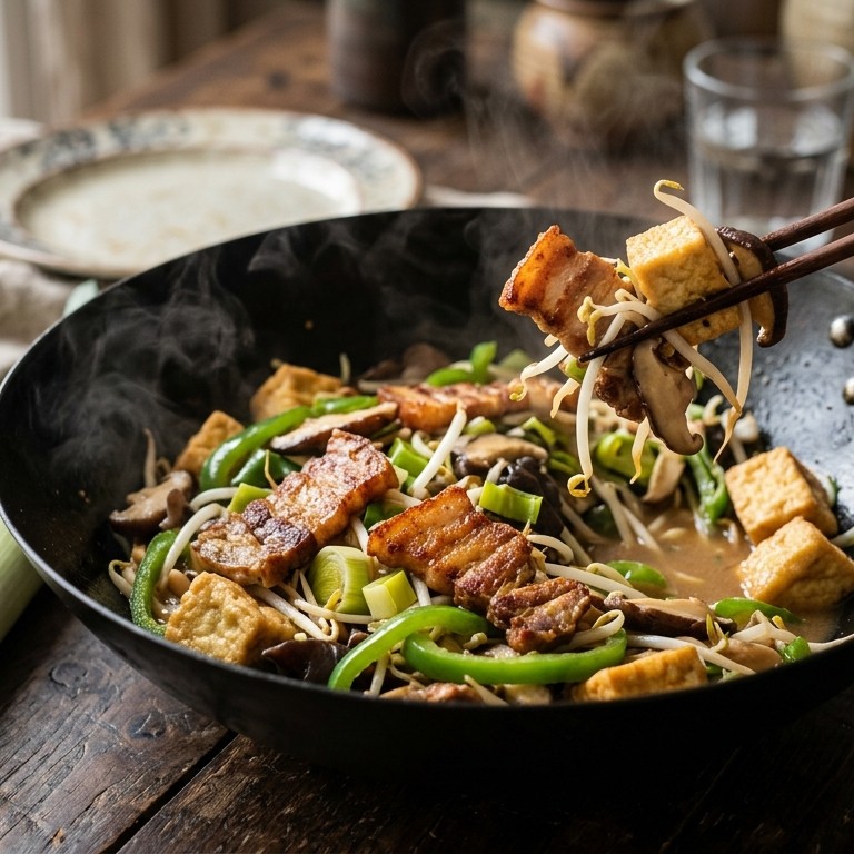 Cah Sajoer (speklapjes, tahoe, champignons en taugé)