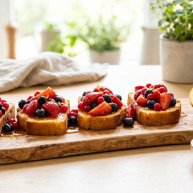 Cake bruschetta met rood fruit