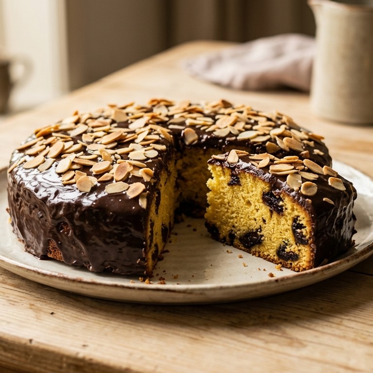 Cake met chocolade en pruimen