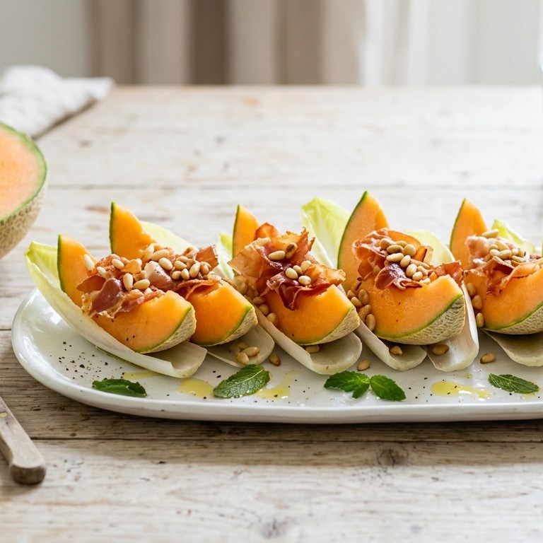 Cantaloupemeloen met krokante parmaham