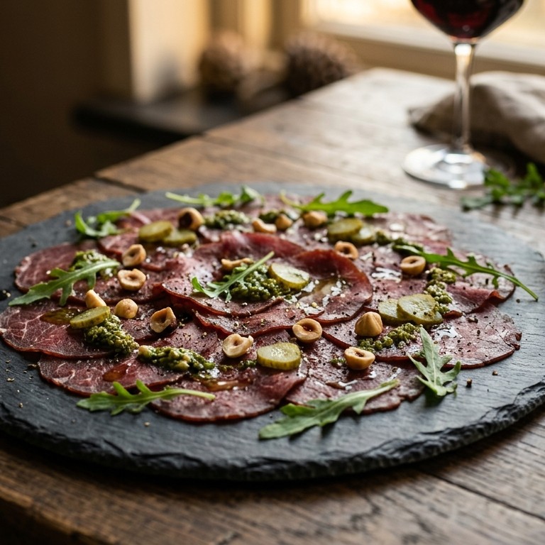 Carpaccio met runderrookvlees
