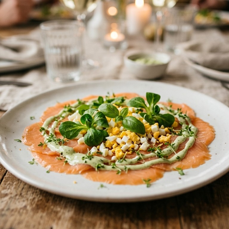 Carpaccio van zalm en eieren