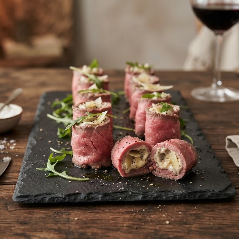 Carpacciorolletjes met truffelmayonaise en Parmezaan