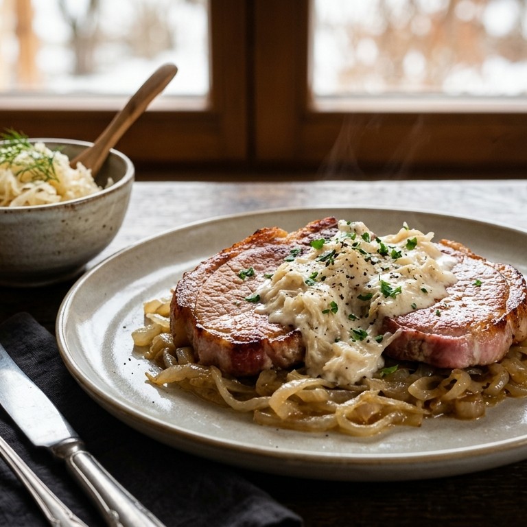 Casselerrib met zuurkoolsaus