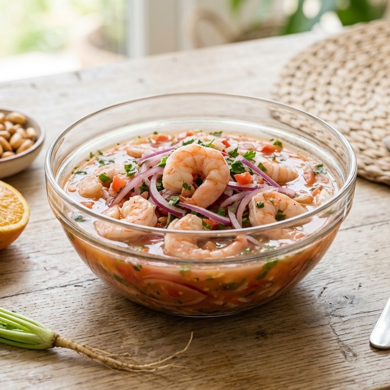 Ceviche de camaron (ceviche van scampis)