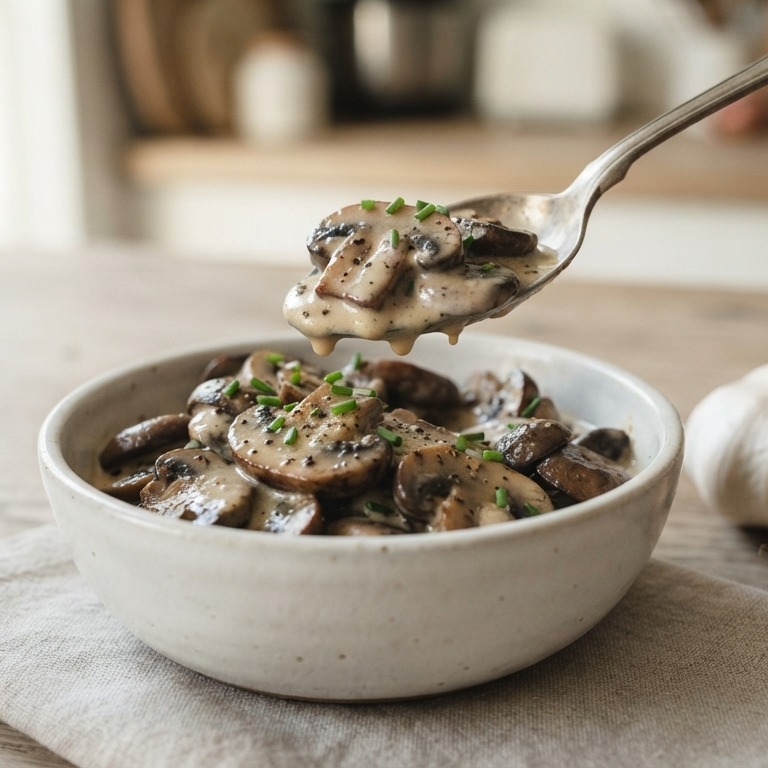 Champignons in knoflooksaus