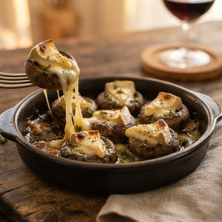 Champignons met  brie