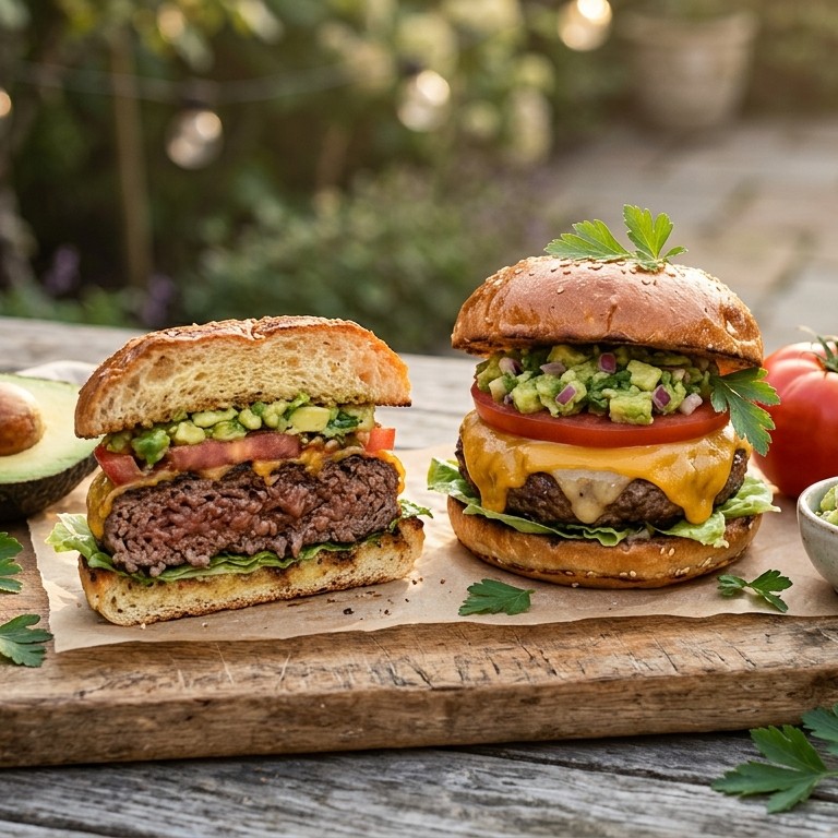 Cheese burgers met avocado-relish