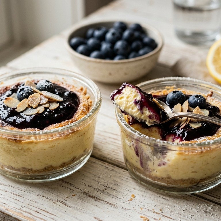 Cheesecaketoetje met bessensaus