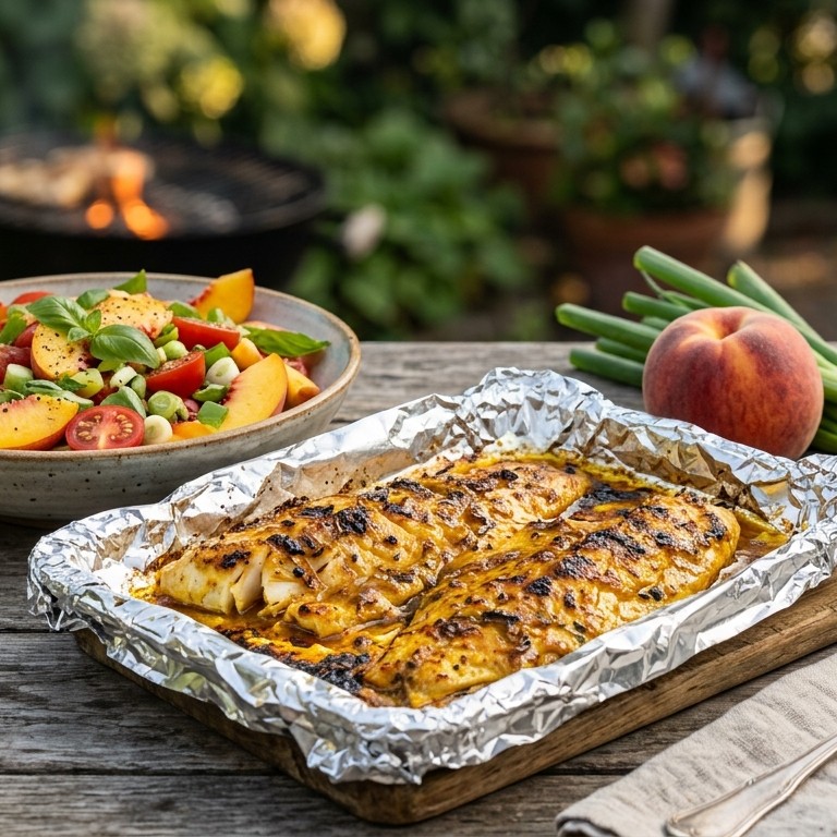 Chili-kerrievis met salade