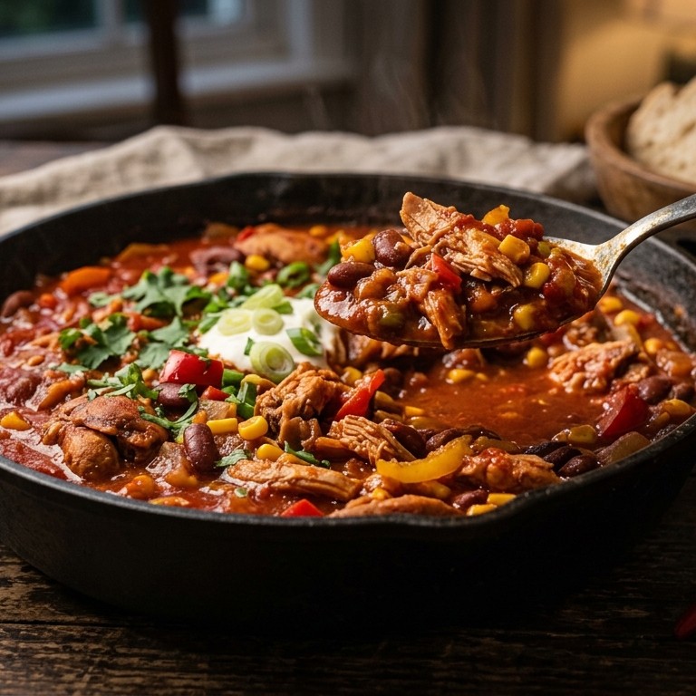 Chili met roerbakgroenten en kip