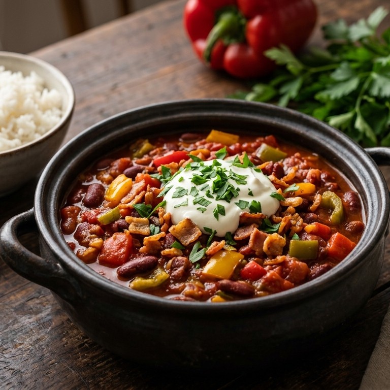 Chili met vegaspekjes