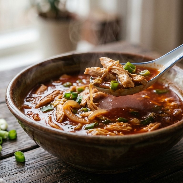 Chinese tomatensoep met kipreepjes