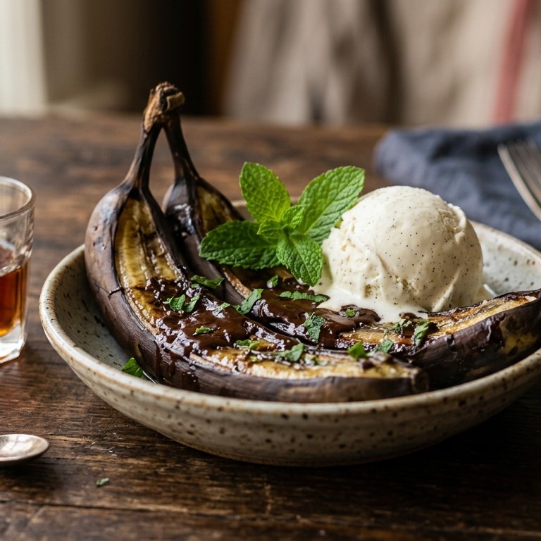Choco-mint bananen met ijs