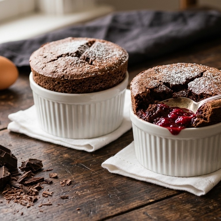 Chocolade-frambozensoufflés