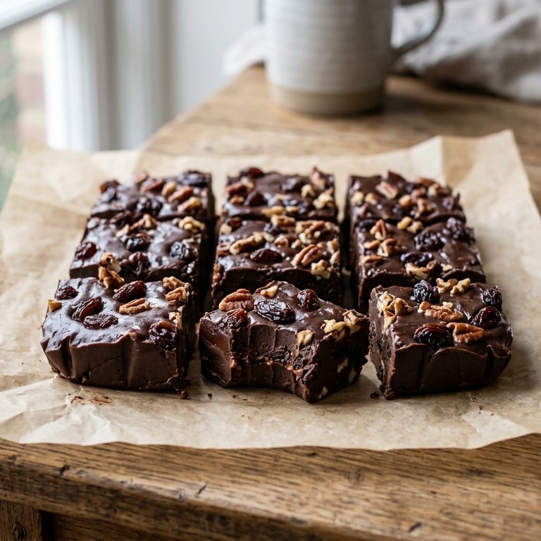 Chocolade-rozijnen-fudge