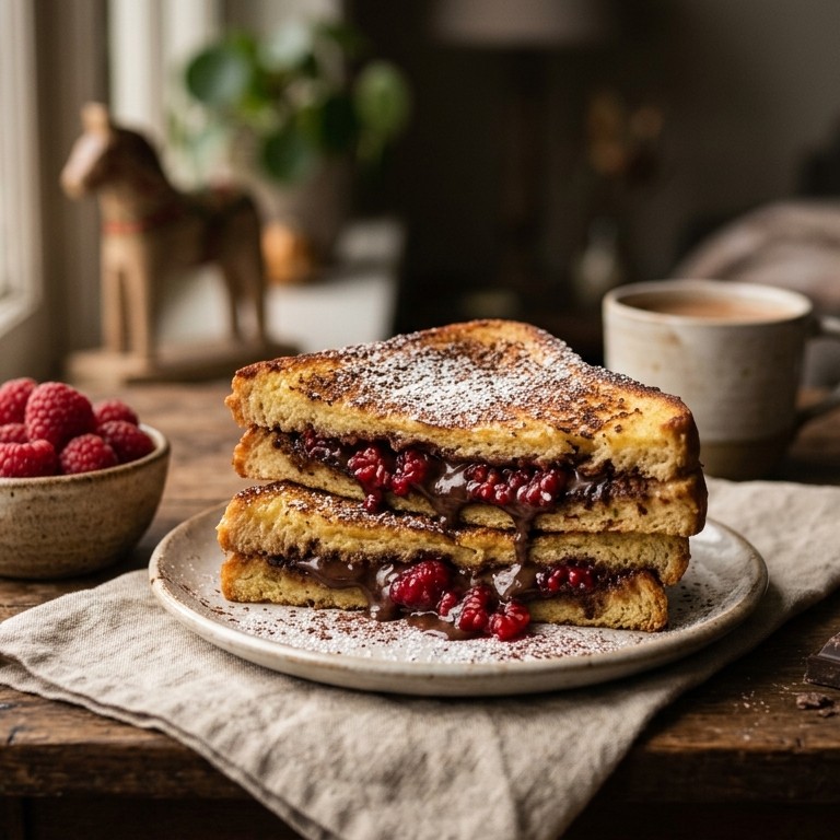 Chocolade tosti met frambozen