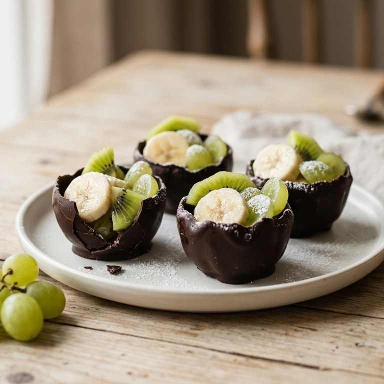 Chocoladebakjes met fruitsalade