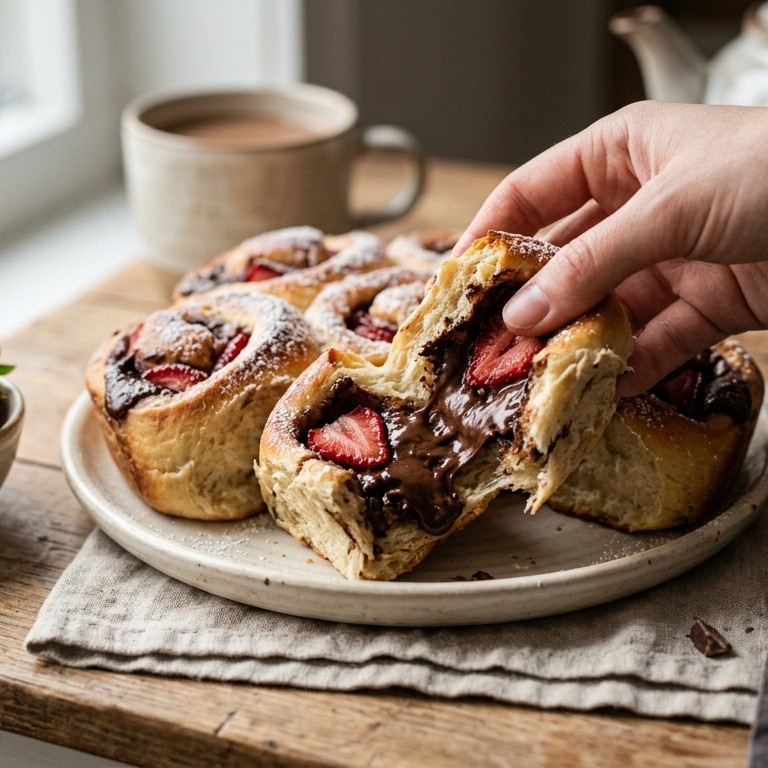 Chocoladebroodjes met aardbei